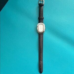 Eclissi Silver Watch with Black Strap